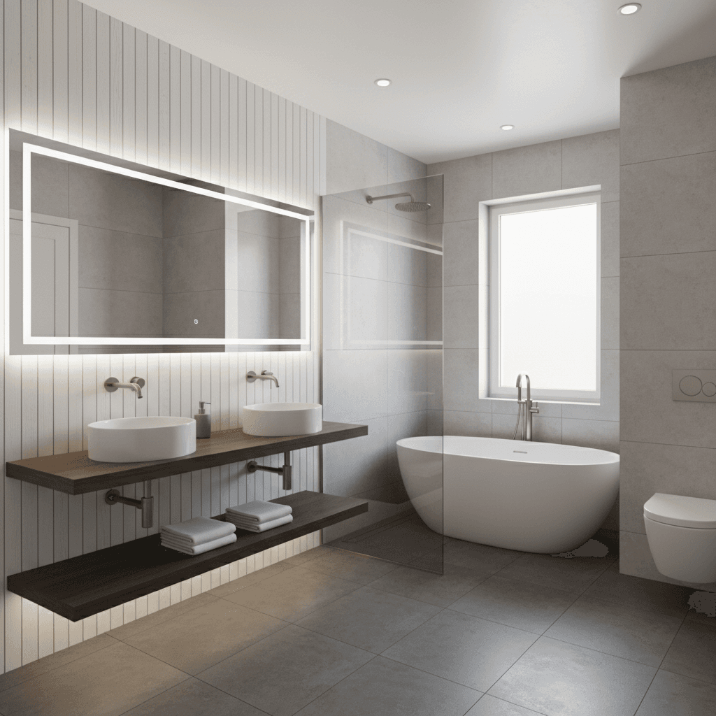Modern bathroom with quality fixtures and contemporary finishes