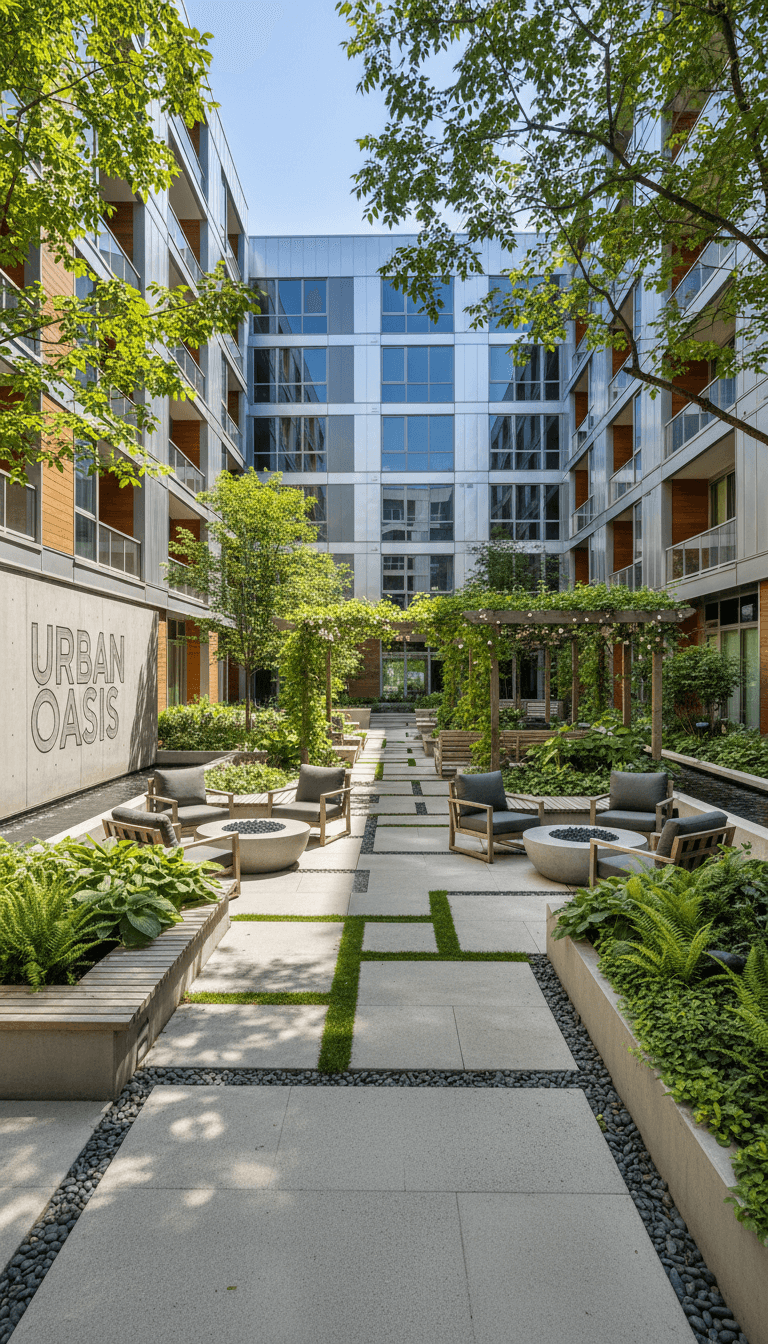 Beautifully landscaped outdoor gardens and gathering spaces
